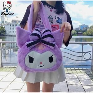 Sanrio x Miniso Kuromi Purple Plush Shoulder Tote Bag